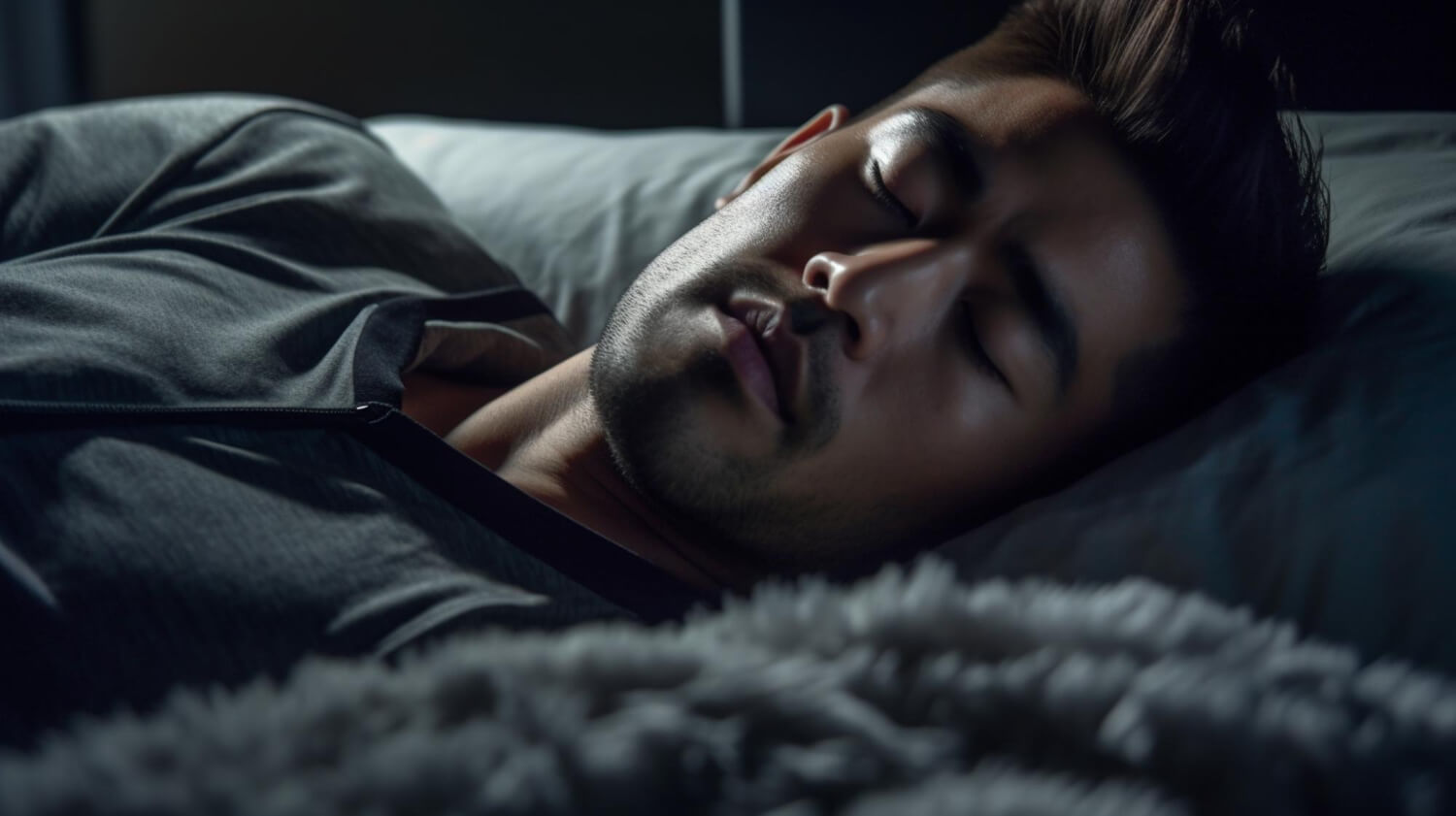 young men are sleeping rest after exercise room is dark beter slapen glycine